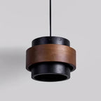 Contemporary Travertine and Solid Wood Pendant Light With Tri-Color Light for Dining Room — Greenwich Home & Living