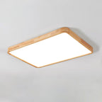 Minimalist Solid Wood Flush Mount Ceiling Light With Tri-Color Lighting — Greenwich Home & Living