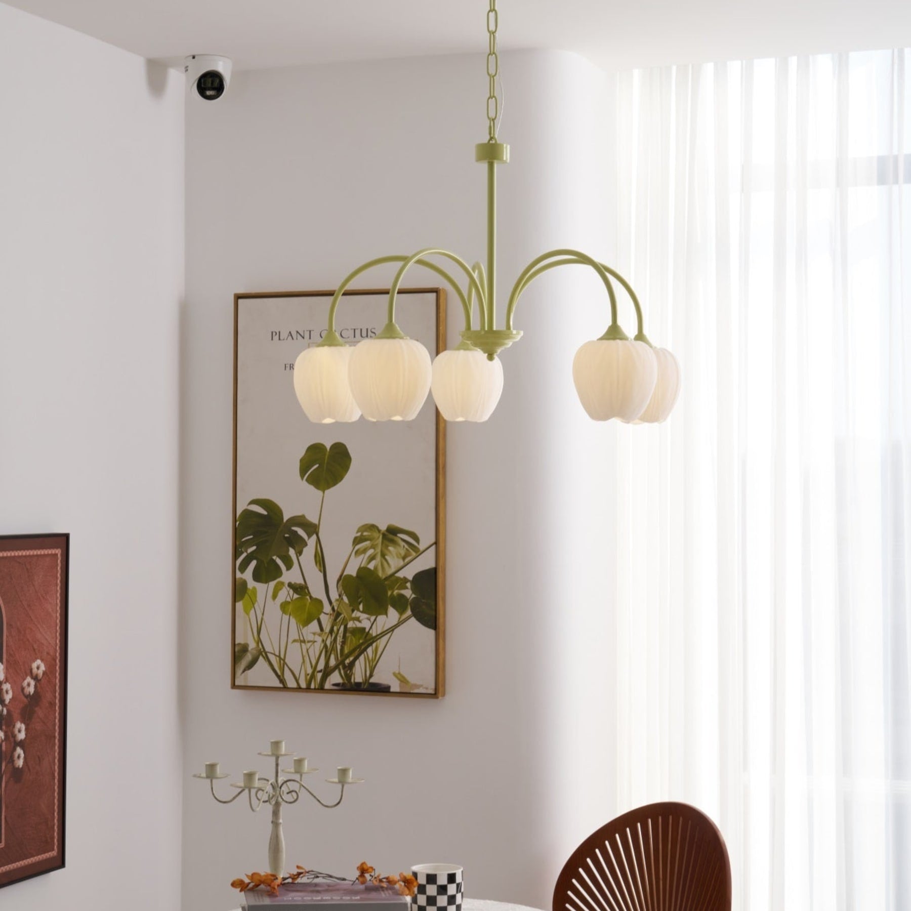 Retro Metal and Glass Chandelier With Selectable Color Light for Living and Dining Rooms — Greenwich Home & Living