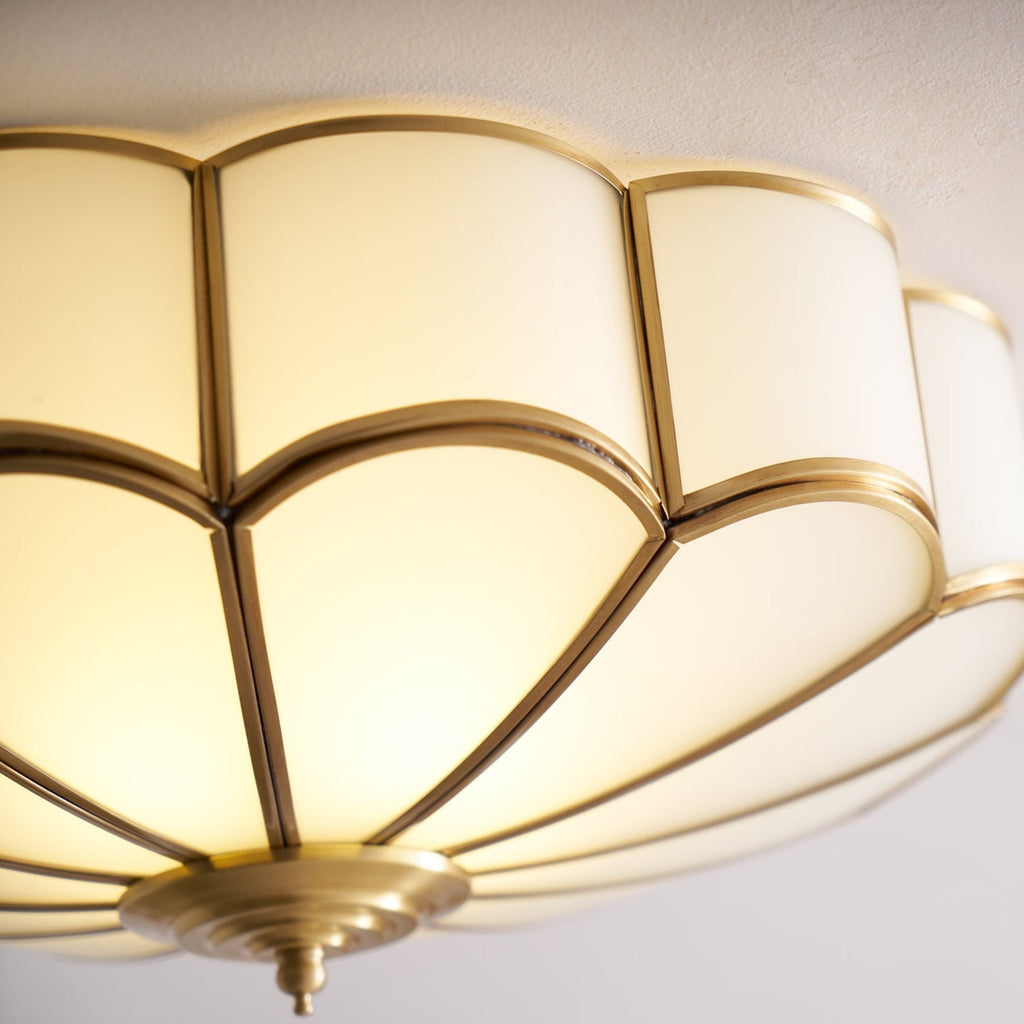 Traditional Brass and Glass Flush Mount Ceiling Light for Living Room — Greenwich Home & Living