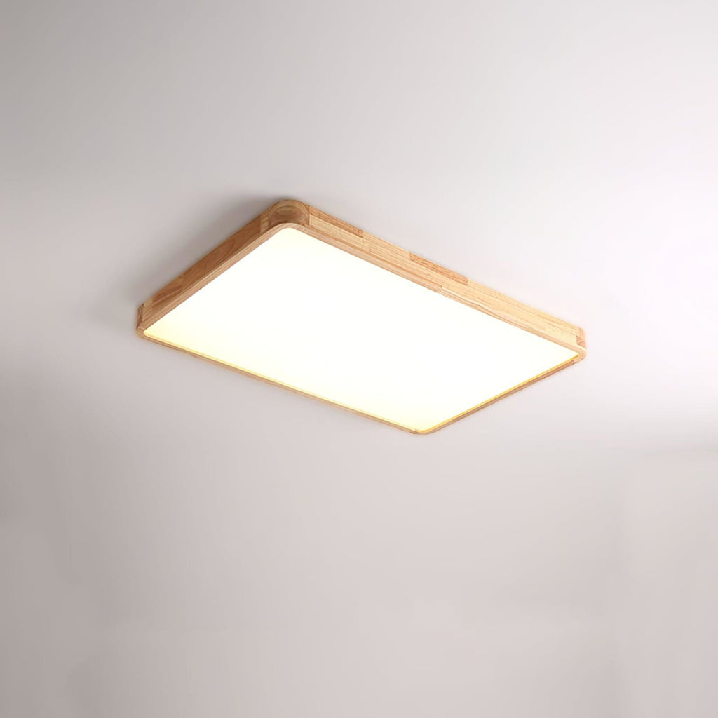 Minimalist Solid Wood Flush Mount Ceiling Light With Tri-Color Lighting — Greenwich Home & Living