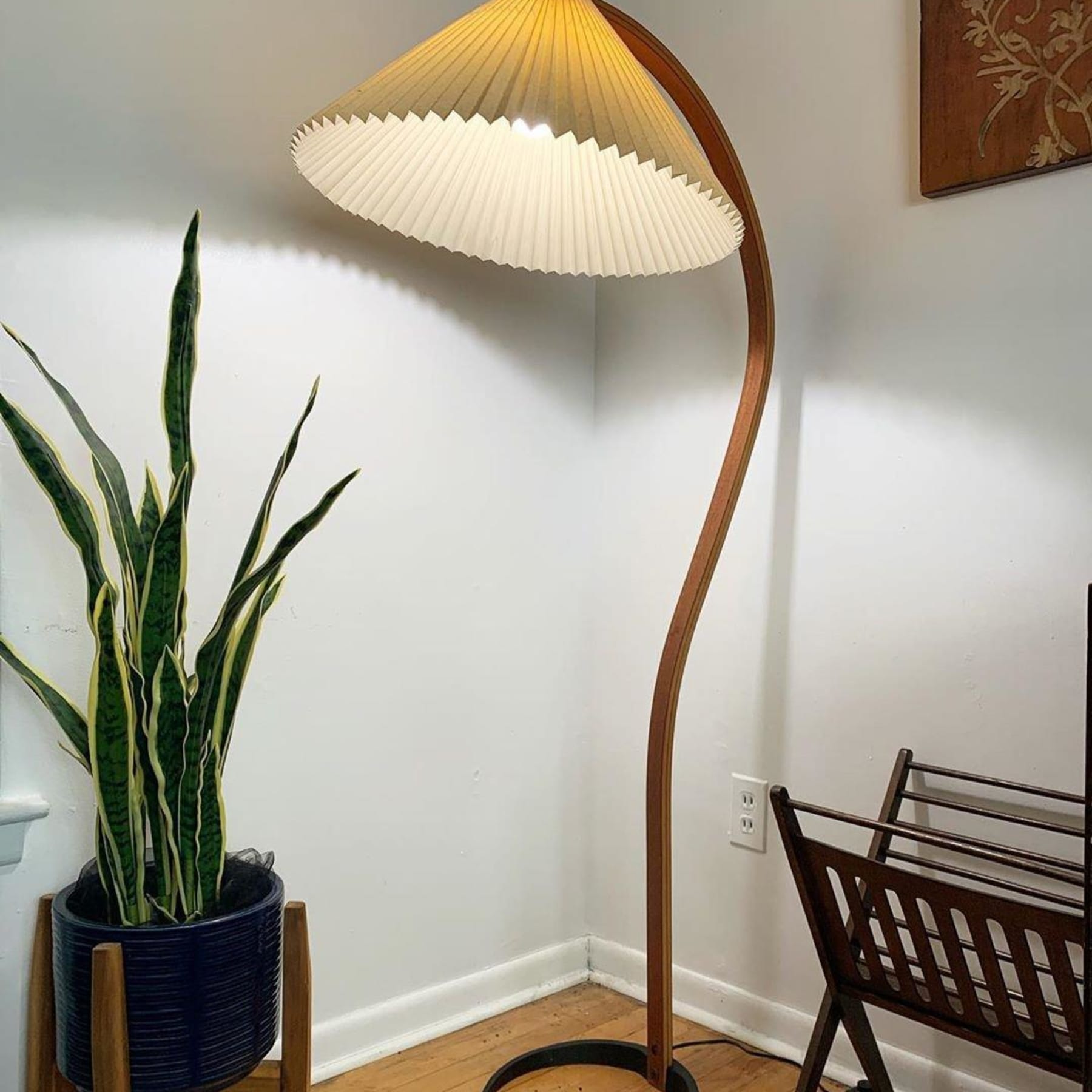 Scandinavian Wood Floor Lamp With Fabric Shade for Living Room — Greenwich Home & Living