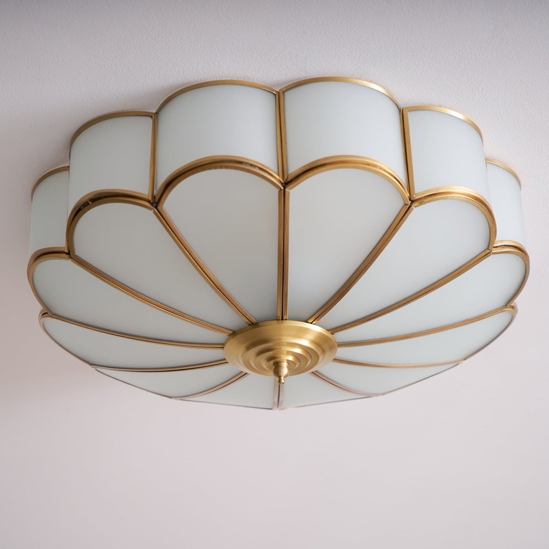 Traditional Brass and Glass Flush Mount Ceiling Light for Living Room — Greenwich Home & Living