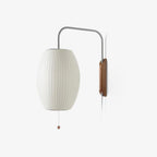 Modern Silk and Walnut Wood Wall Light for Bedroom and Living Room — Greenwich Home & Living