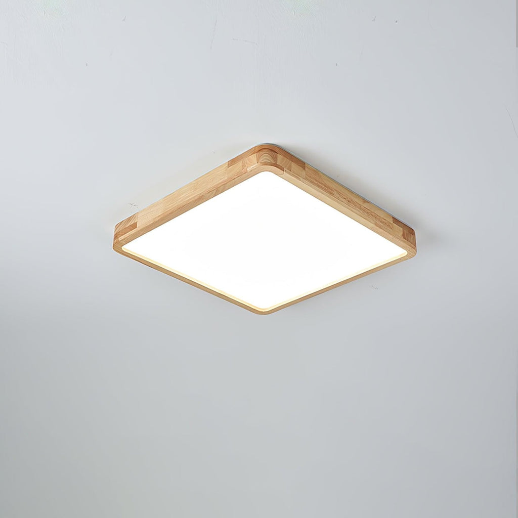 Minimalist Solid Wood Flush Mount Ceiling Light With Tri-Color Lighting — Greenwich Home & Living