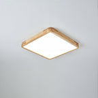 Minimalist Solid Wood Flush Mount Ceiling Light With Tri-Color Lighting — Greenwich Home & Living