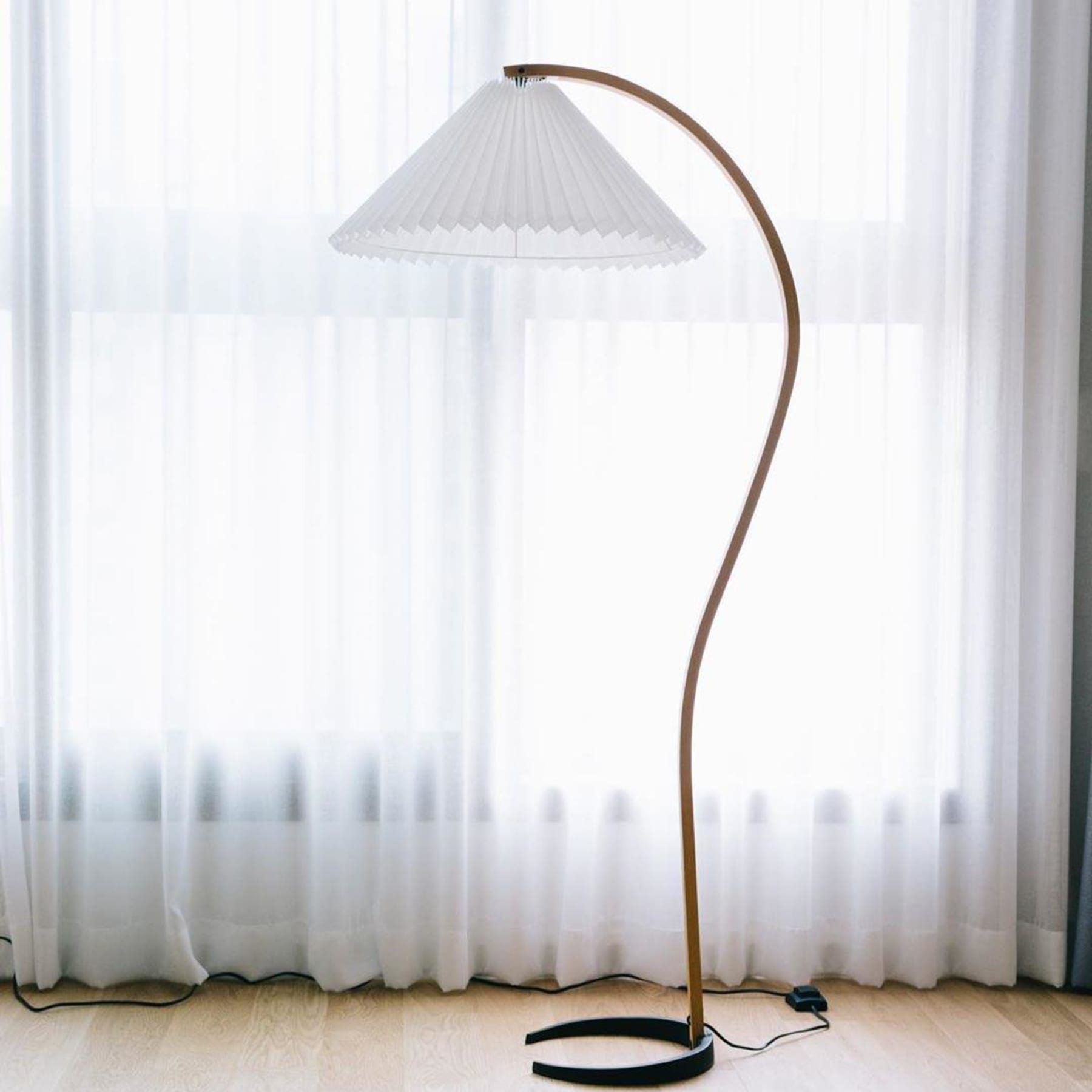 Scandinavian Wood Floor Lamp With Fabric Shade for Living Room — Greenwich Home & Living