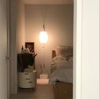 Modern Silk and Walnut Wood Wall Light for Bedroom and Living Room — Greenwich Home & Living