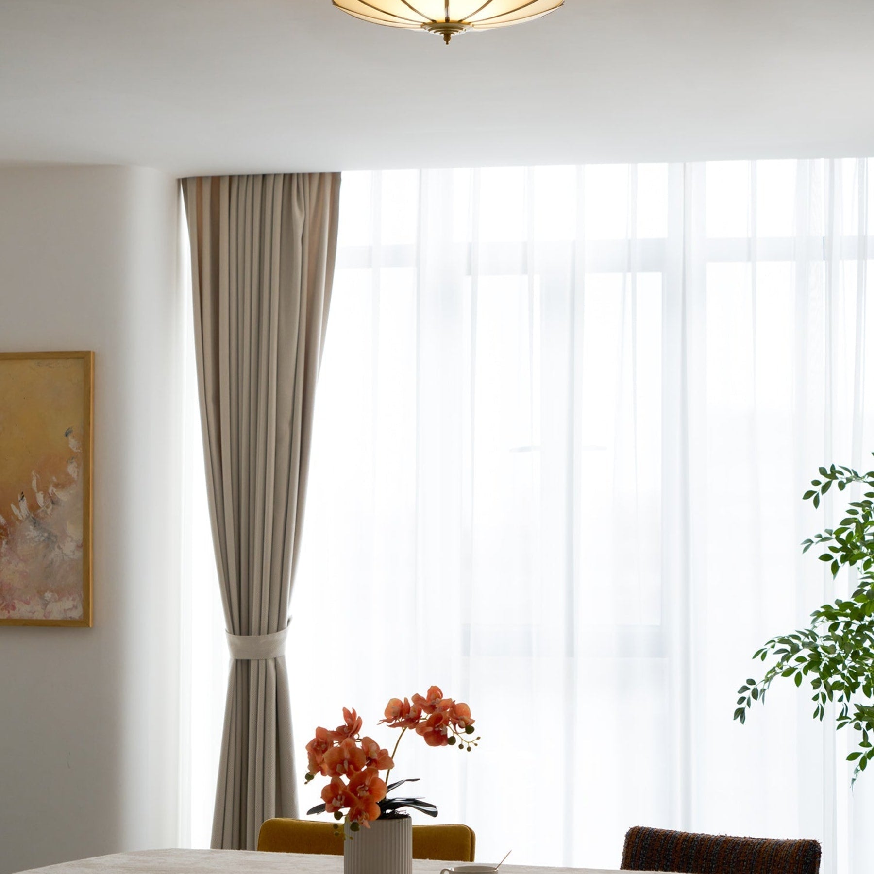 Traditional Brass and Glass Flush Mount Ceiling Light for Living Room — Greenwich Home & Living