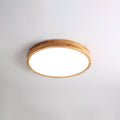 Minimalist Solid Wood Flush Mount Ceiling Light With Tri-Color Lighting in Brown — Greenwich Home & Living