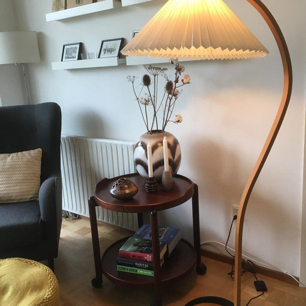 Scandinavian Wood Floor Lamp With Fabric Shade for Living Room — Greenwich Home & Living