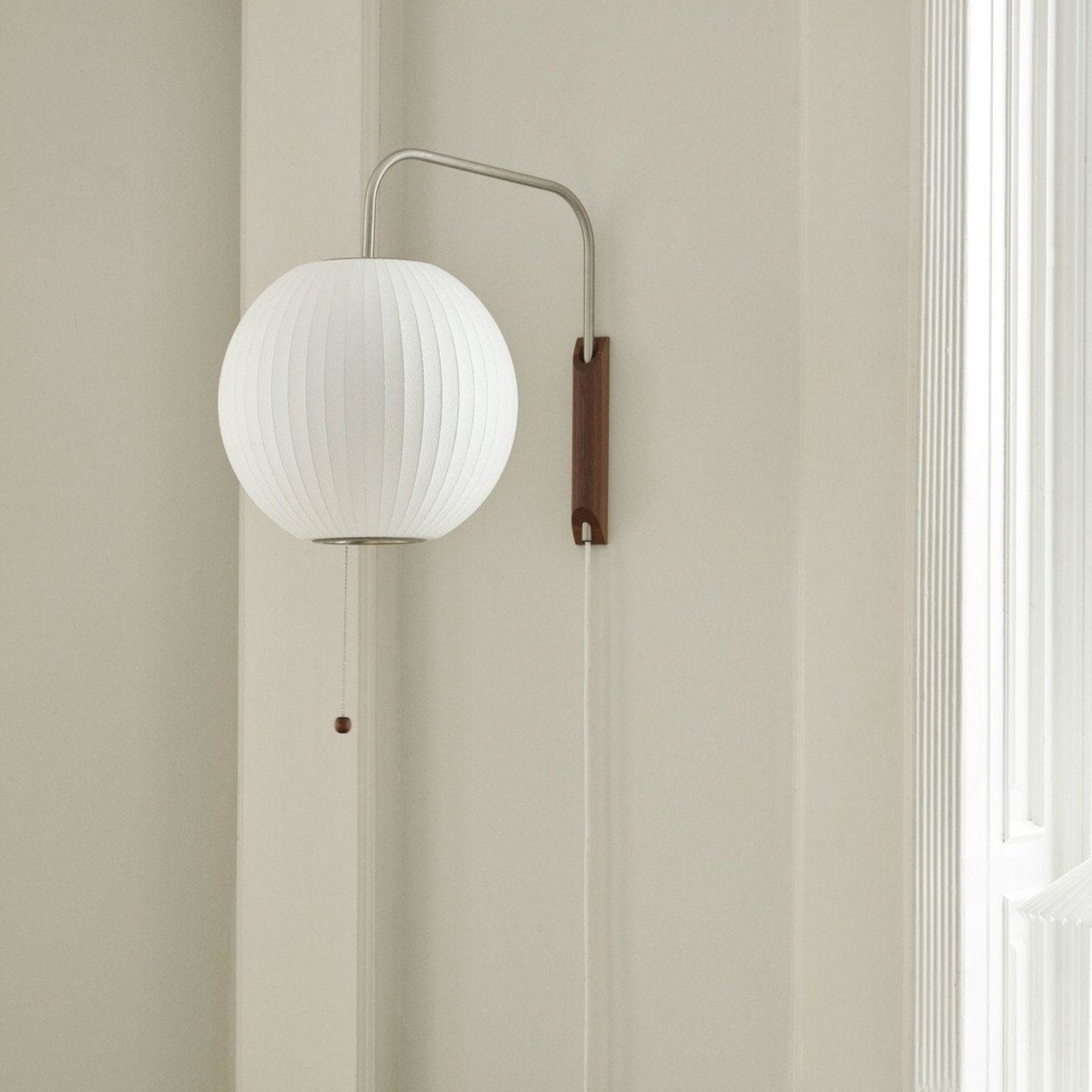 Modern Silk and Walnut Wood Wall Light for Bedroom and Living Room — Greenwich Home & Living