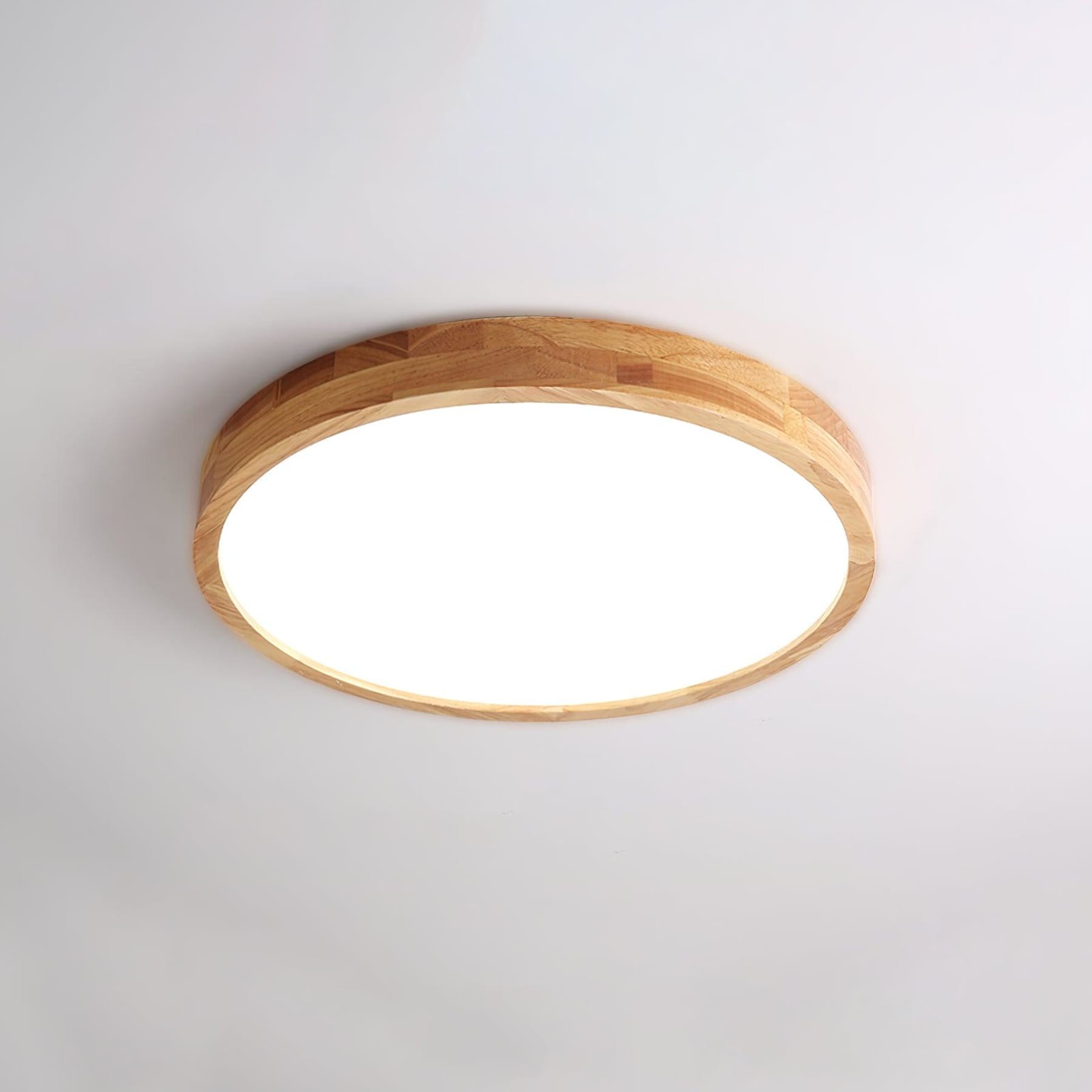 Minimalist Solid Wood Flush Mount Ceiling Light With Tri-Color Lighting in Circle: Ø15.7" x 2.7" (Ø40 x 6 cm) — Greenwich Home & Living