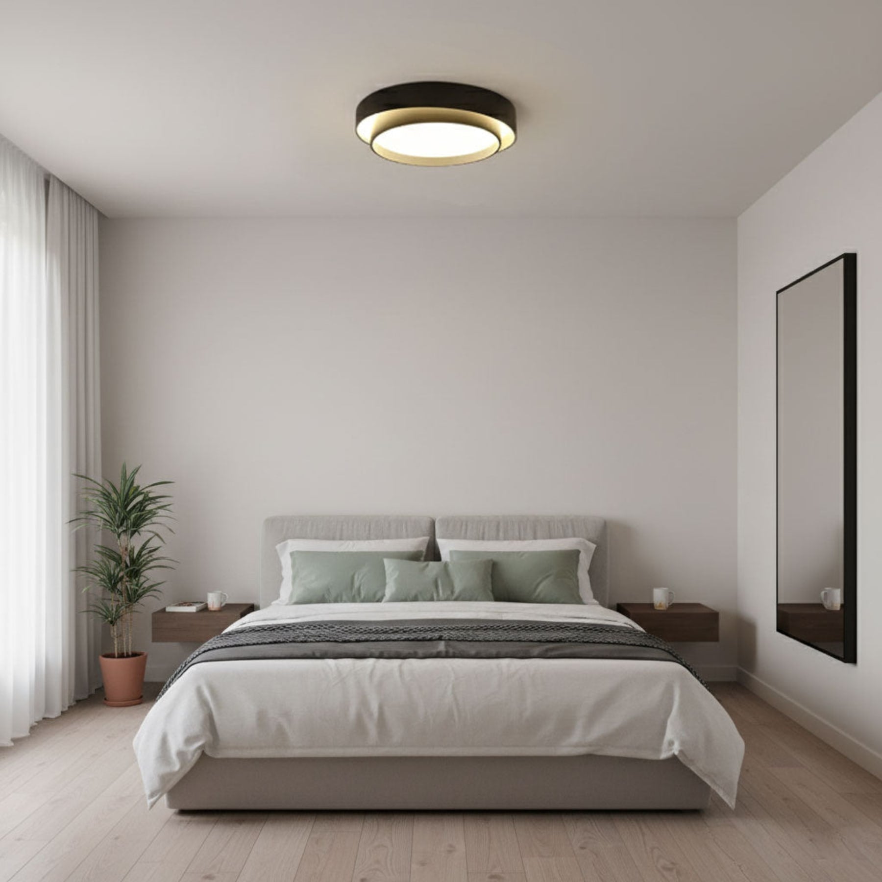 Minimalist Metal Flush Mount Ceiling Light With Bright Daylight LED — Greenwich Home & Living