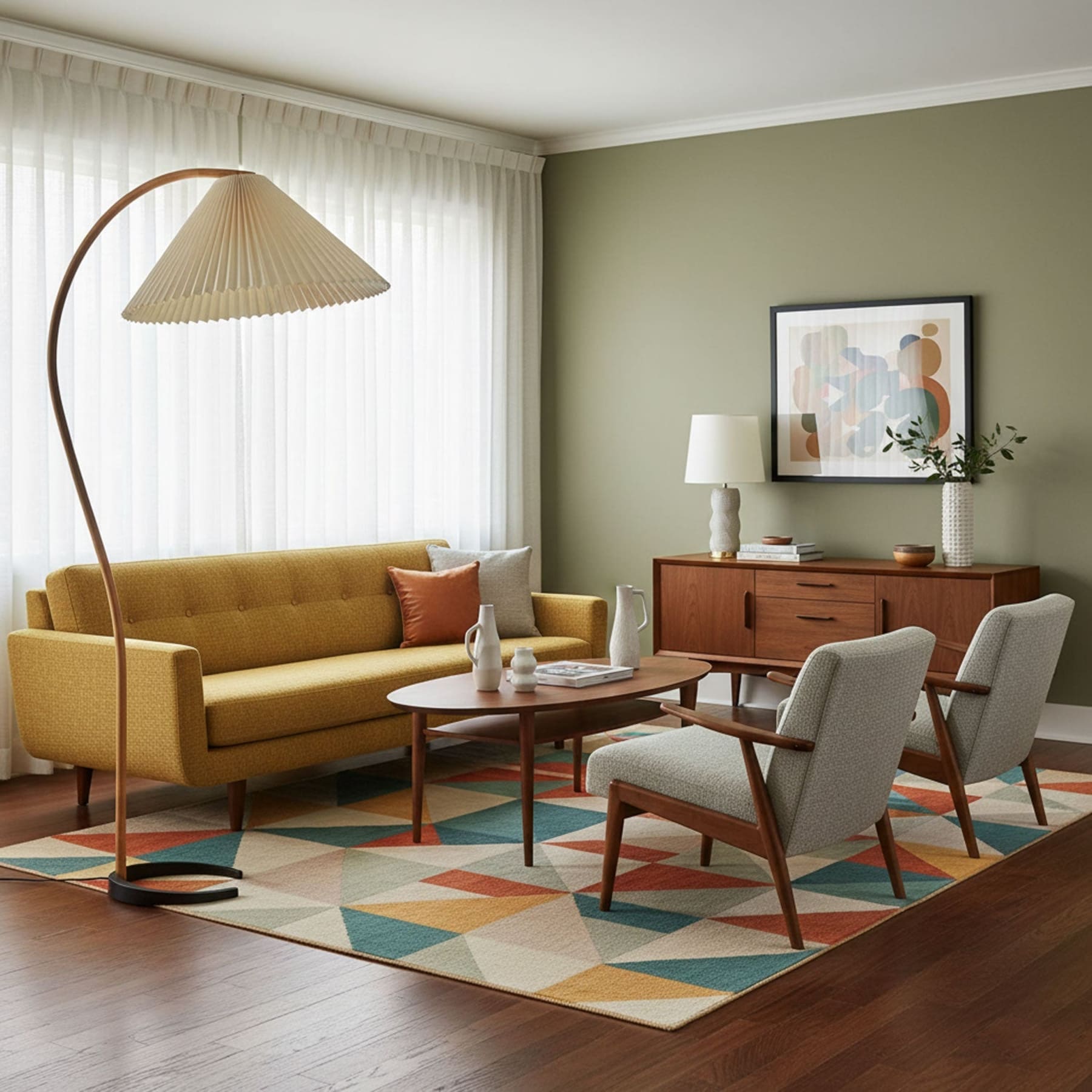 Scandinavian Wood Floor Lamp With Fabric Shade for Living Room — Greenwich Home & Living