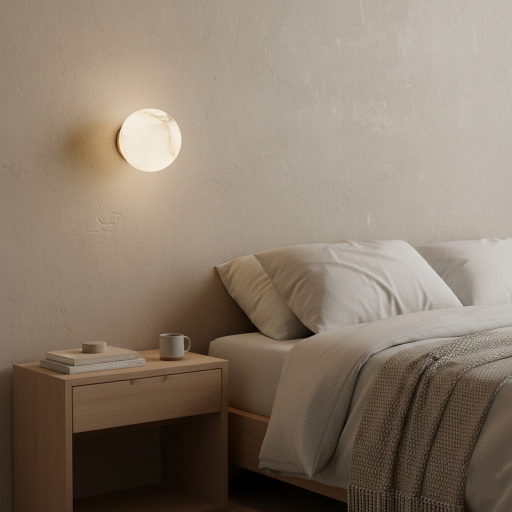Contemporary Marble Wall Light With Warm Glow in Warm White — Greenwich Home & Living