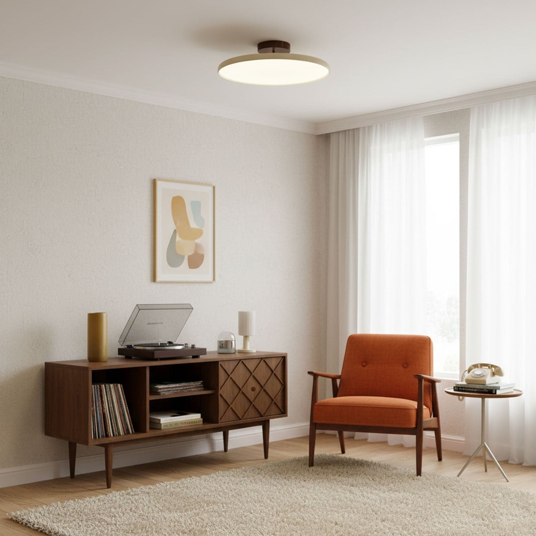 Retro Metal Semi-Flush Mount Ceiling Light With Three-Color Light — Greenwich Home & Living