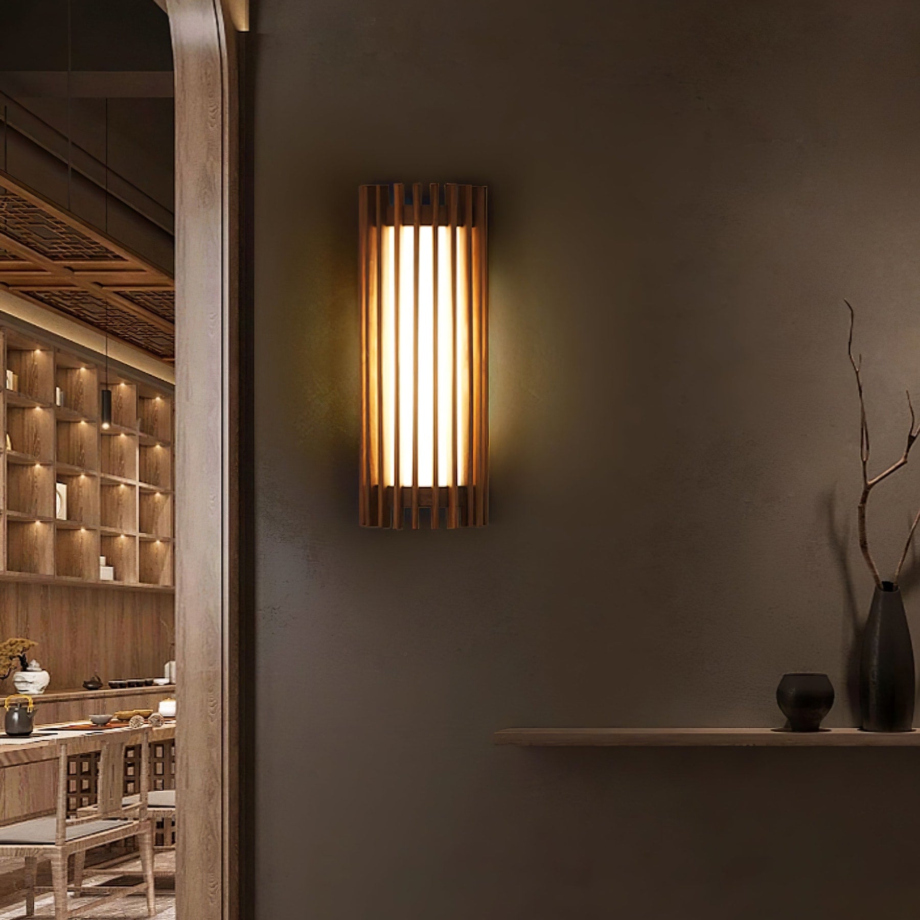 Contemporary Acrylic and Wood Wall Light With Tri-Color Lighting — Greenwich Home & Living