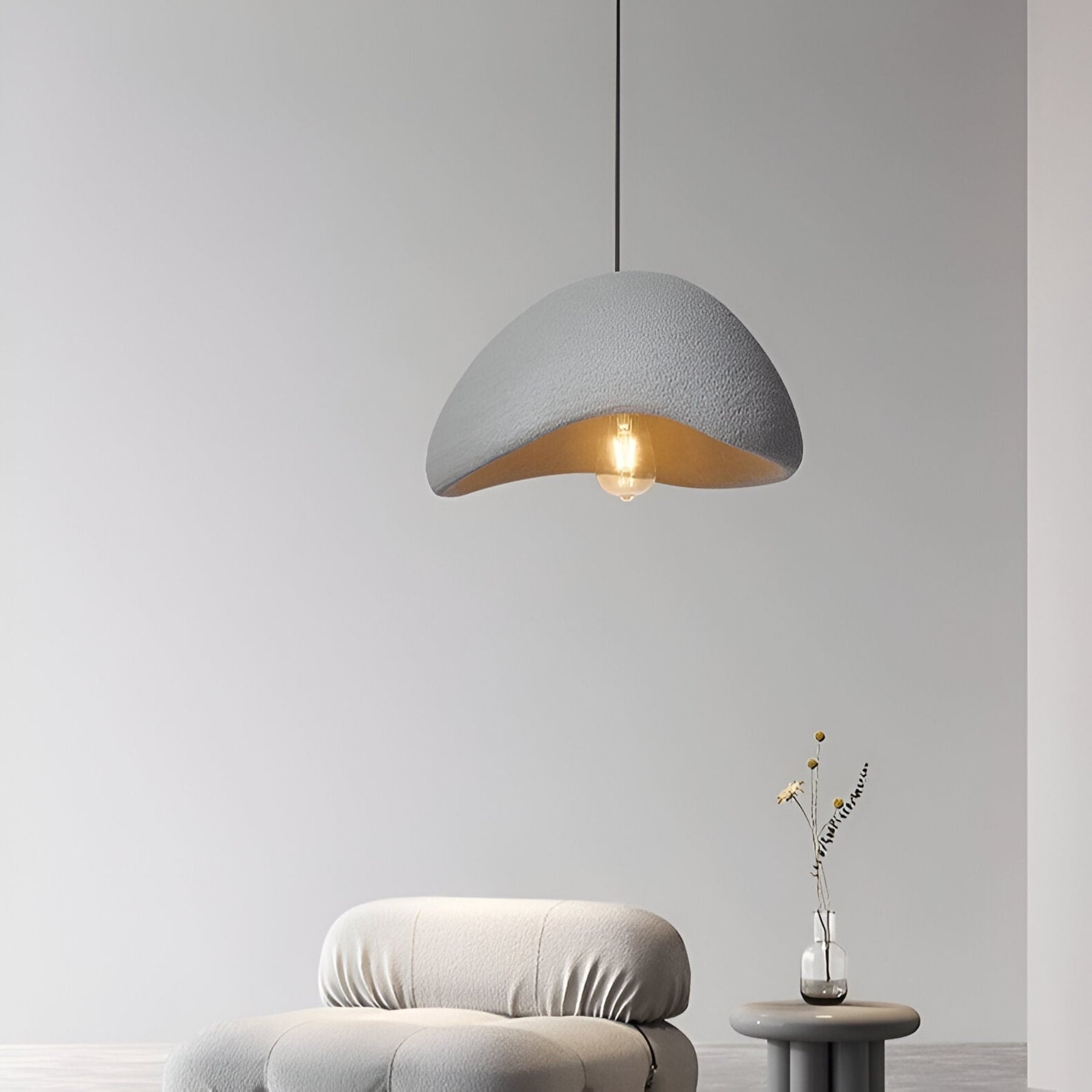Minimalist Resin Pendant Light With Selectable Light Colors for Living Room — Greenwich Home & Living