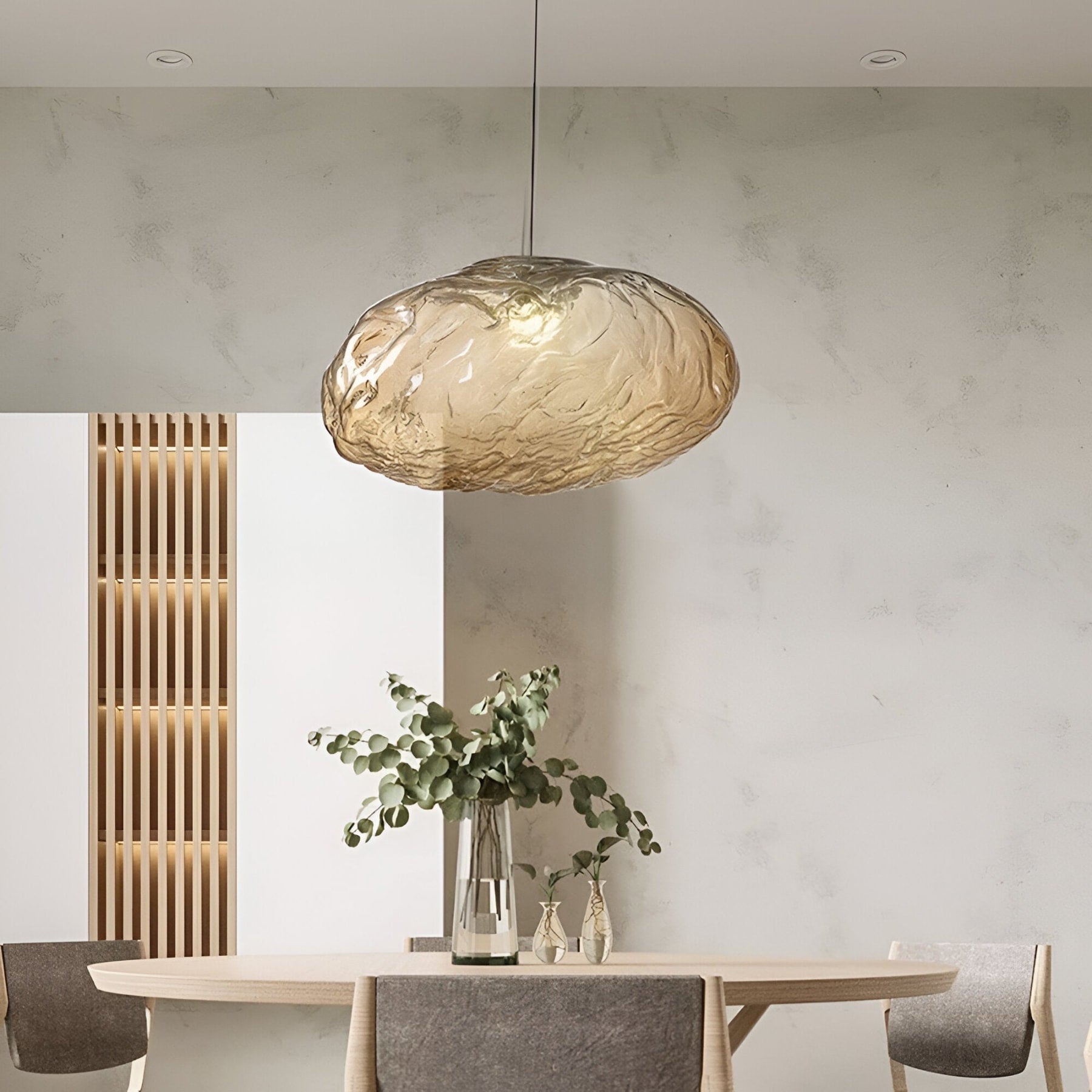 Contemporary Glass Pendant Light With Warm White Glow for Living & Dining Rooms — Greenwich Home & Living