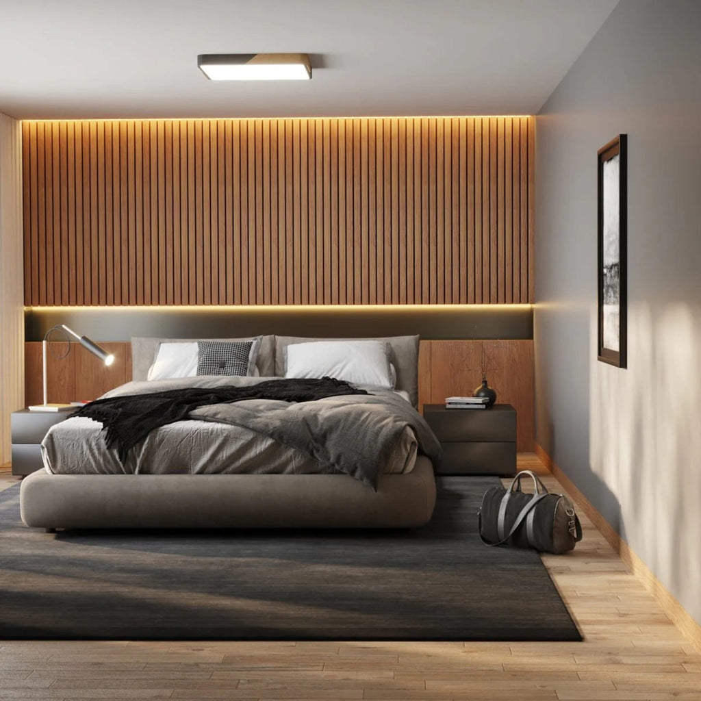 Minimalist Wood Flush Mount Ceiling Light With Stepless Dimming — Greenwich Home & Living
