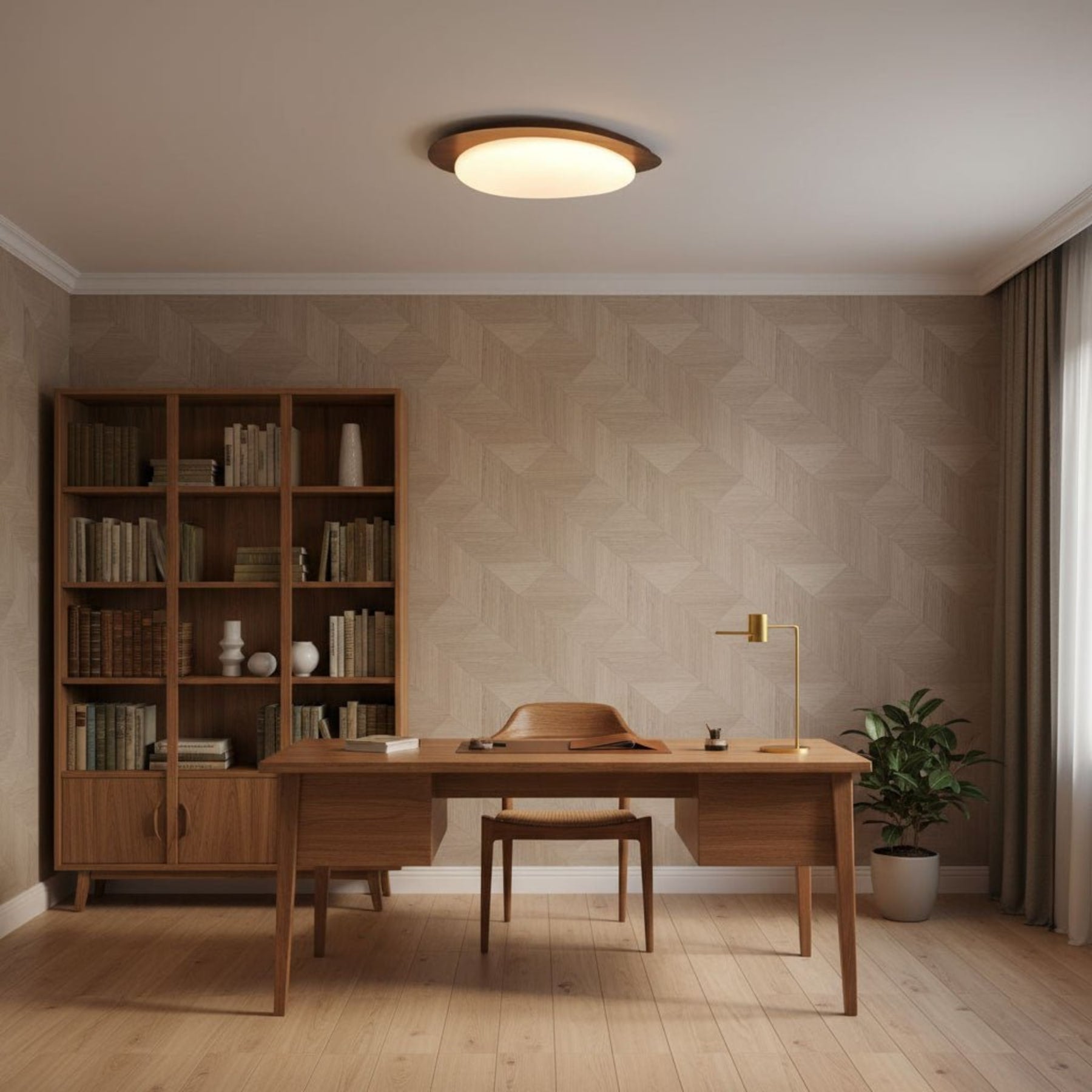 Scandinavian Wood Flush Mount Ceiling Light With Adjustable Color Temperature — Greenwich Home & Living