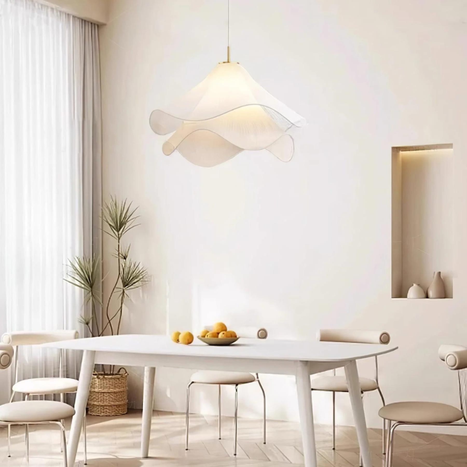 Contemporary Fabric Pendant Light With Dimmable Color Options for Living Room — Greenwich Home & Living