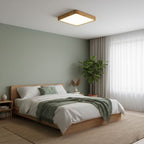 Minimalist Solid Wood Flush Mount Ceiling Light With Tri-Color Lighting — Greenwich Home & Living