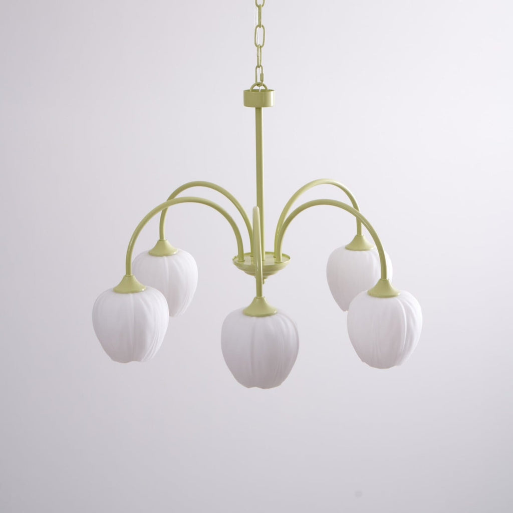 Retro Metal and Glass Chandelier With Selectable Color Light for Living and Dining Rooms in Creamy White — Greenwich Home & Living