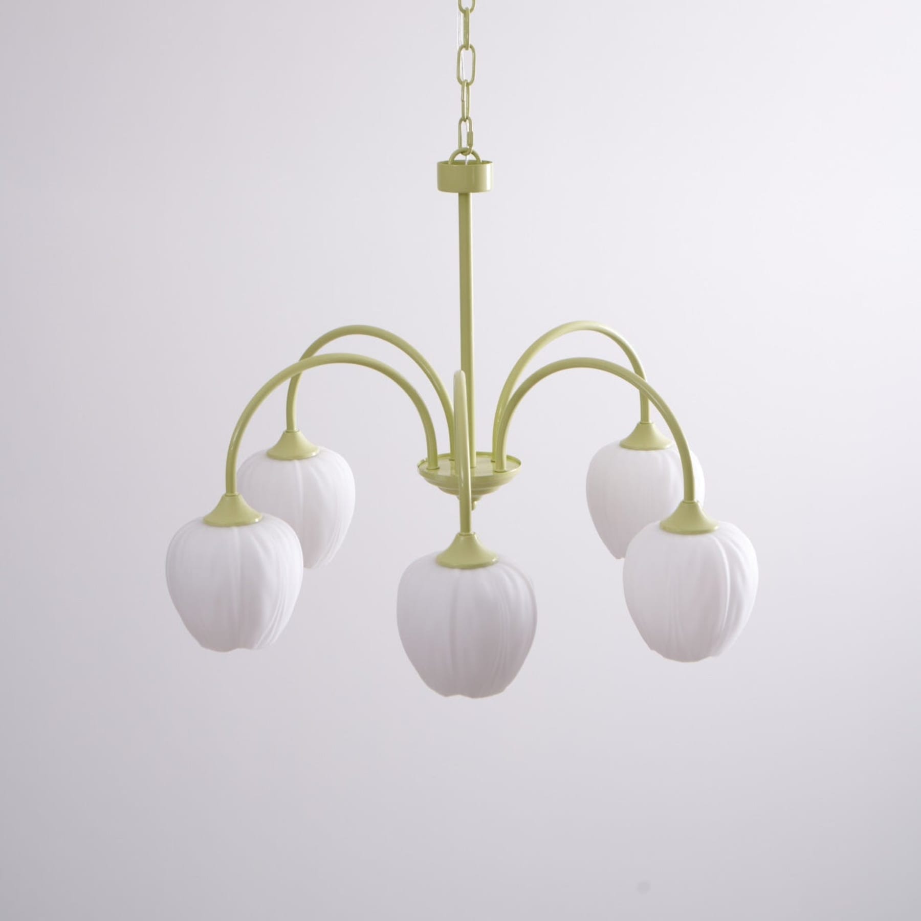 Retro Metal and Glass Chandelier With Selectable Color Light for Living and Dining Rooms in Creamy White — Greenwich Home & Living