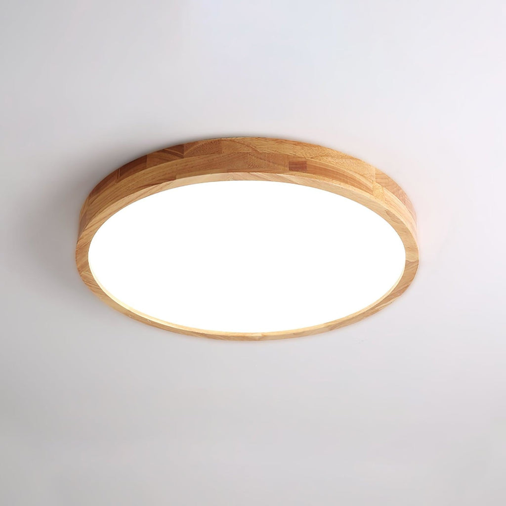 Minimalist Solid Wood Flush Mount Ceiling Light With Tri-Color Lighting in Circle: Ø19.7" x 2.7" (Ø50 x 6 cm) — Greenwich Home & Living