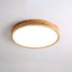 Minimalist Solid Wood Flush Mount Ceiling Light With Tri-Color Lighting in Circle: Ø19.7" x 2.7" (Ø50 x 6 cm) — Greenwich Home & Living