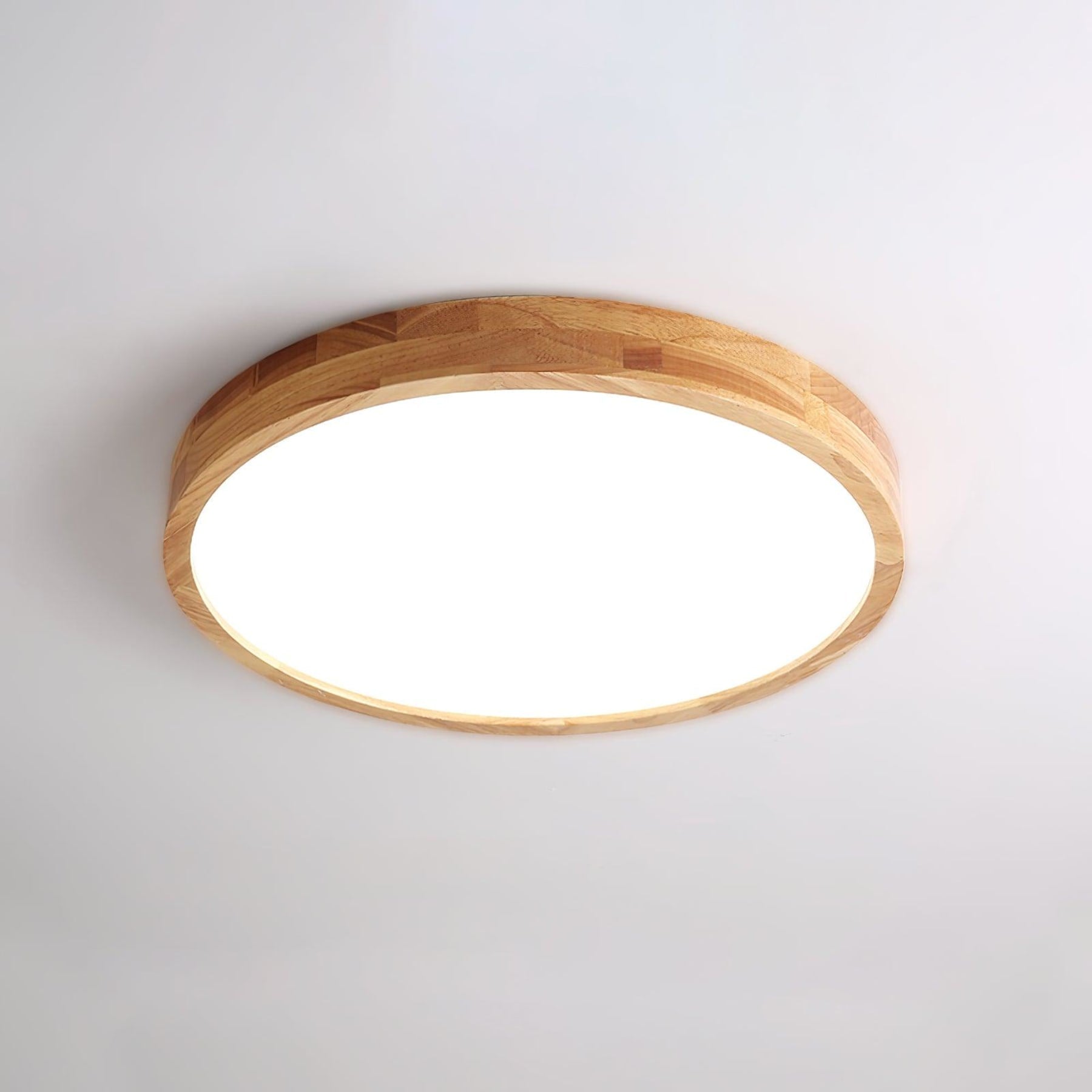 Minimalist Solid Wood Flush Mount Ceiling Light With Tri-Color Lighting in Circle: Ø19.7" x 2.7" (Ø50 x 6 cm) — Greenwich Home & Living