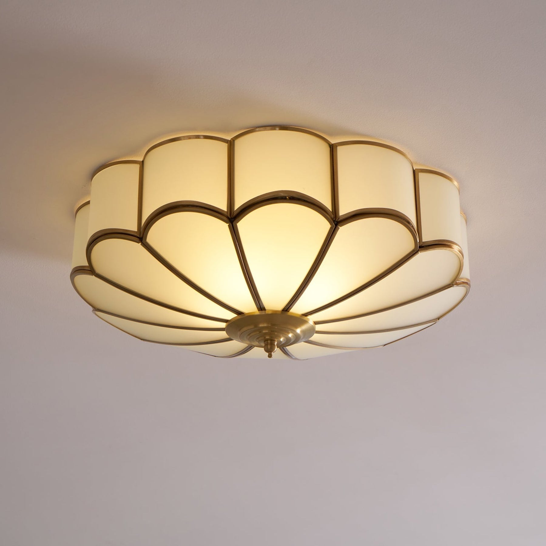 Traditional Brass and Glass Flush Mount Ceiling Light for Living Room — Greenwich Home & Living