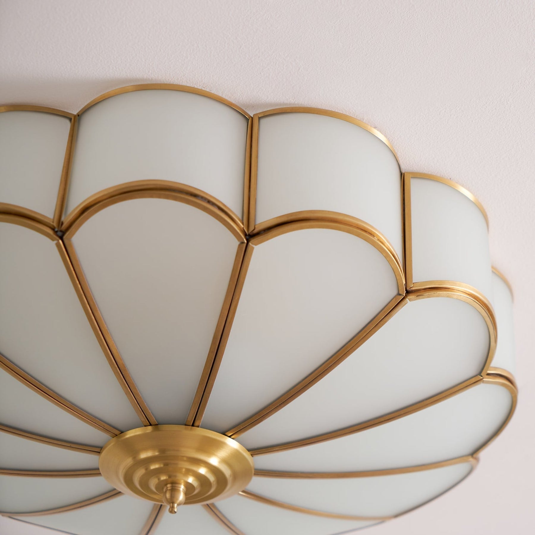Traditional Brass and Glass Flush Mount Ceiling Light for Living Room — Greenwich Home & Living
