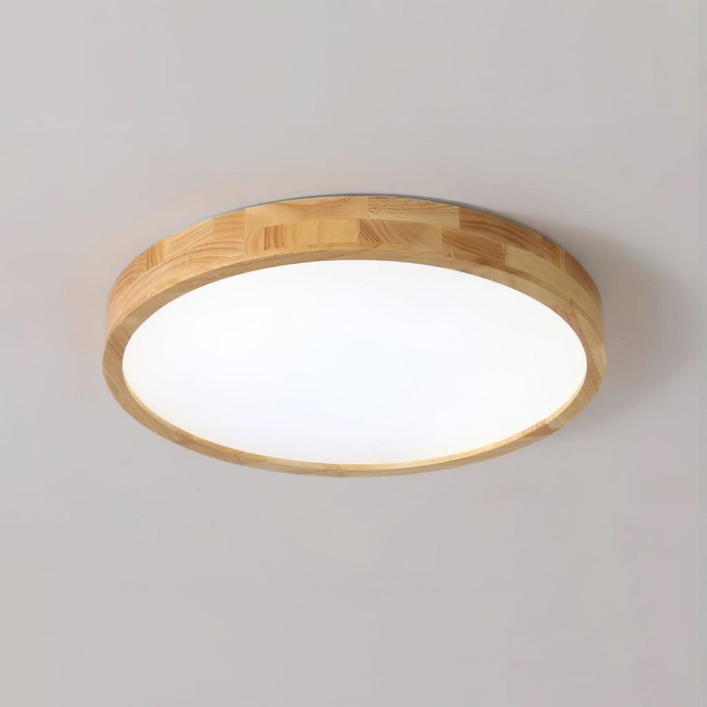 Minimalist Solid Wood Flush Mount Ceiling Light With Tri-Color Lighting — Greenwich Home & Living