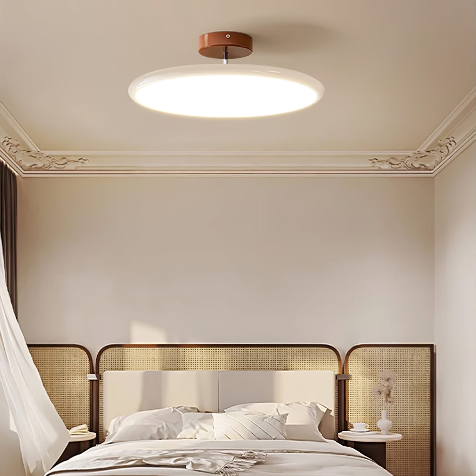 Retro Metal Semi-Flush Mount Ceiling Light With Three-Color Light — Greenwich Home & Living