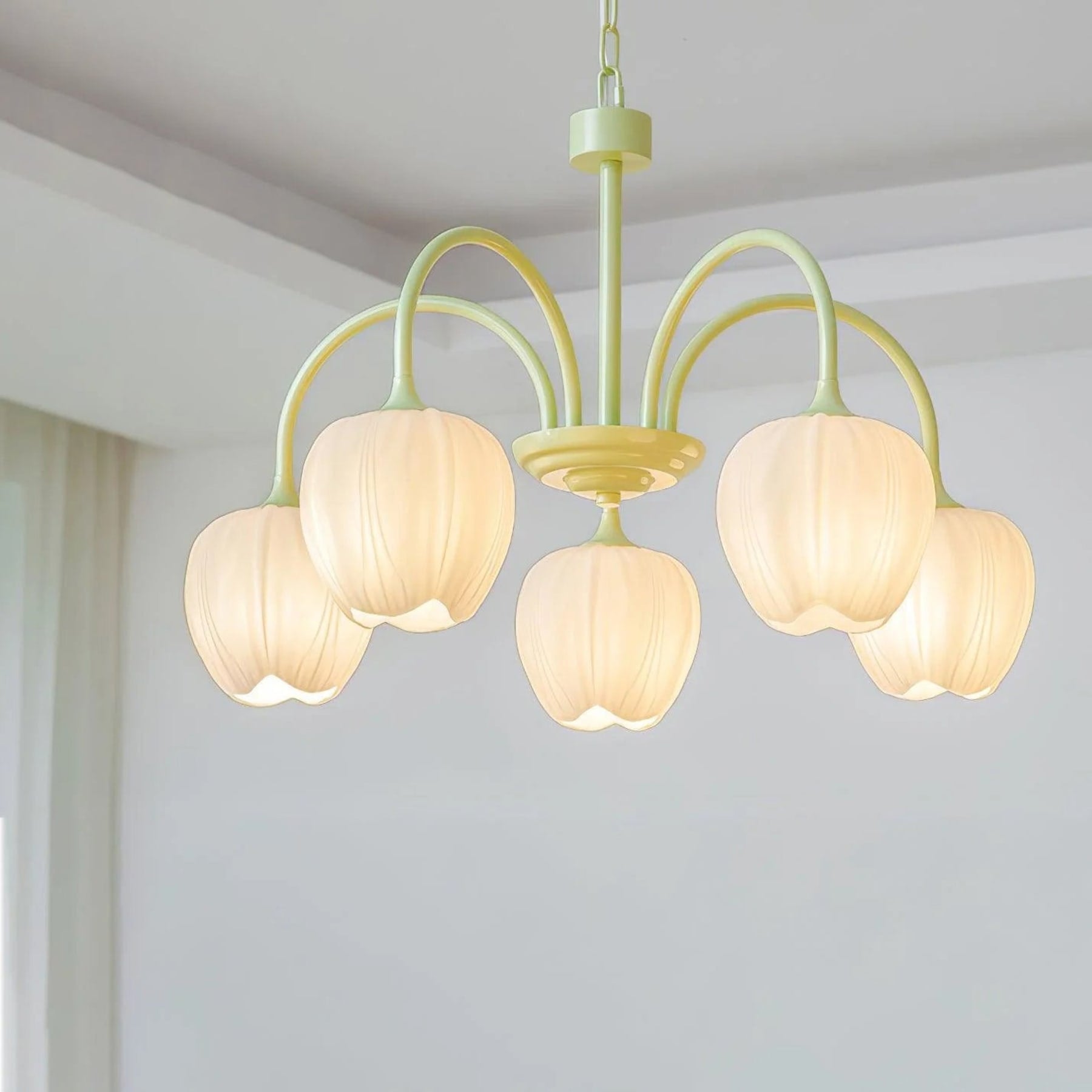 Retro Metal and Glass Chandelier With Selectable Color Light for Living and Dining Rooms — Greenwich Home & Living