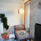 Modern Silk and Walnut Wood Wall Light for Bedroom and Living Room — Greenwich Home & Living