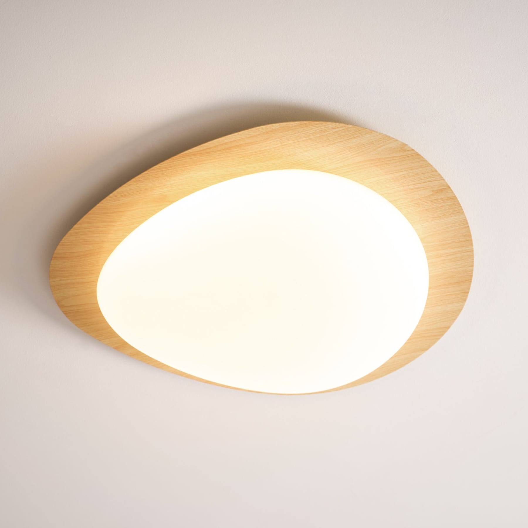 Scandinavian Wood Flush Mount Ceiling Light With Adjustable Color Temperature — Greenwich Home & Living