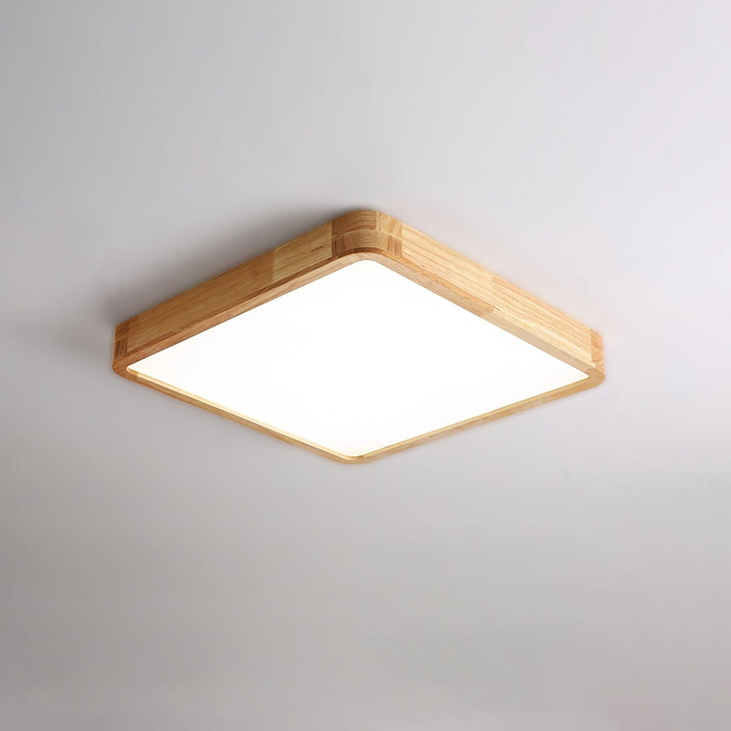 Minimalist Solid Wood Flush Mount Ceiling Light With Tri-Color Lighting in Square: 11.8" x 11.8" x 2.7" (30 x 30 x 6 cm) — Greenwich Home & Living