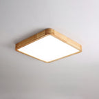 Minimalist Solid Wood Flush Mount Ceiling Light With Tri-Color Lighting in Square: 11.8" x 11.8" x 2.7" (30 x 30 x 6 cm) — Greenwich Home & Living