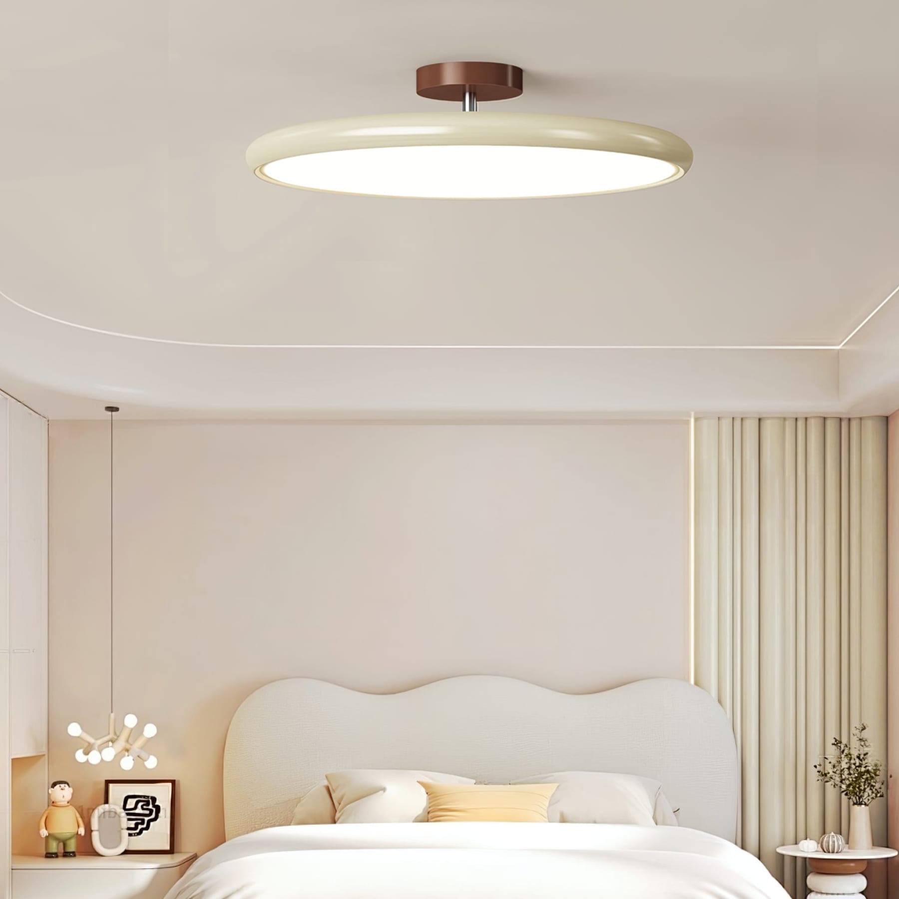 Retro Metal Semi-Flush Mount Ceiling Light With Three-Color Light — Greenwich Home & Living