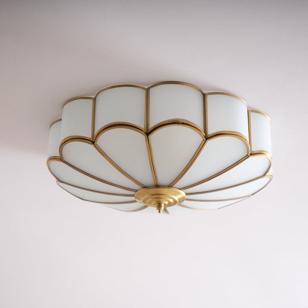 Traditional Brass and Glass Flush Mount Ceiling Light for Living Room — Greenwich Home & Living