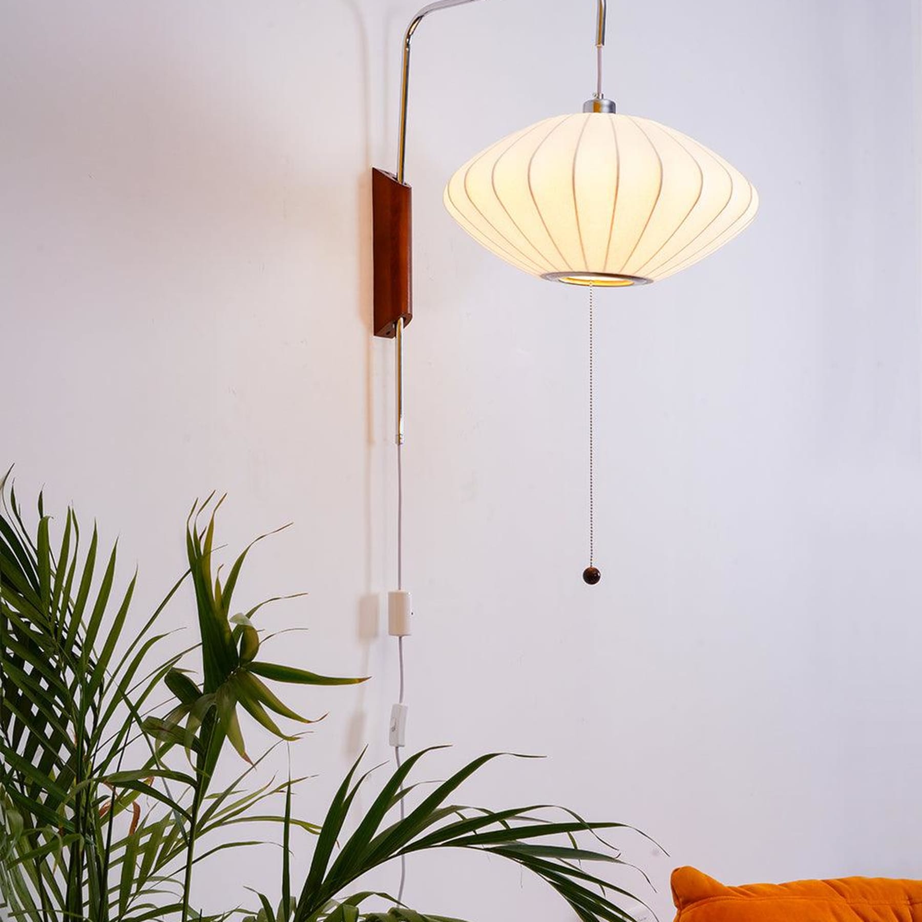 Modern Silk and Walnut Wood Wall Light for Bedroom and Living Room — Greenwich Home & Living
