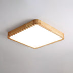 Minimalist Solid Wood Flush Mount Ceiling Light With Tri-Color Lighting in Square: 15.7" x 15.7" x 2.7" (40 x 40 x 6 cm) — Greenwich Home & Living