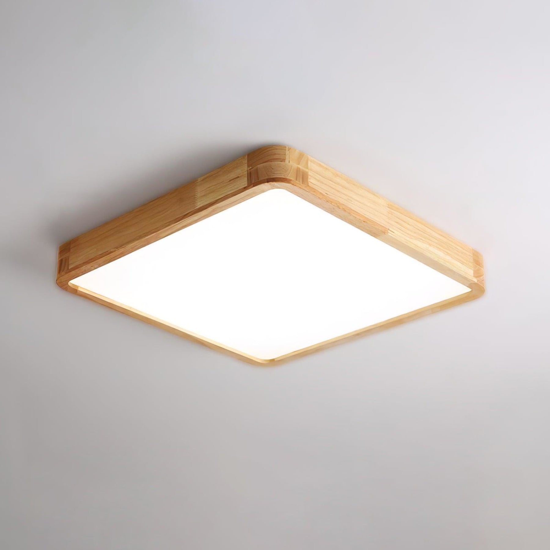 Minimalist Solid Wood Flush Mount Ceiling Light With Tri-Color Lighting in Square: 15.7" x 15.7" x 2.7" (40 x 40 x 6 cm) — Greenwich Home & Living