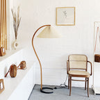 Scandinavian Wood Floor Lamp With Fabric Shade for Living Room — Greenwich Home & Living