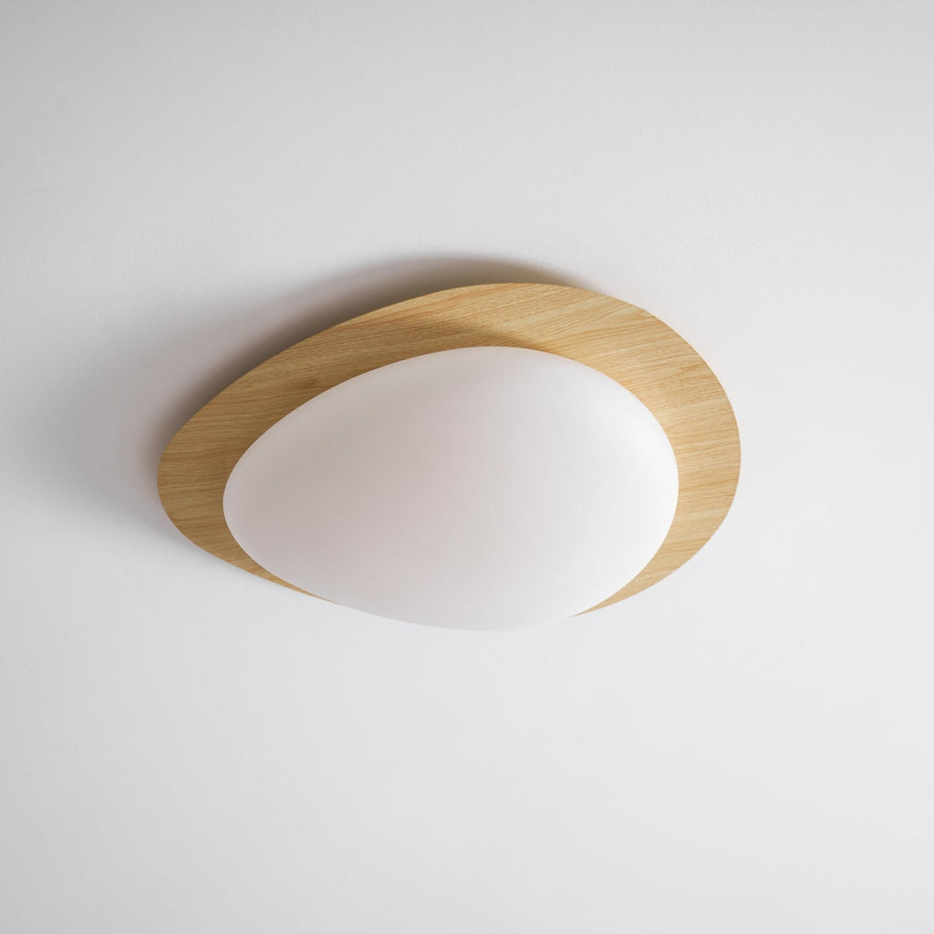 Scandinavian Wood Flush Mount Ceiling Light With Adjustable Color Temperature — Greenwich Home & Living