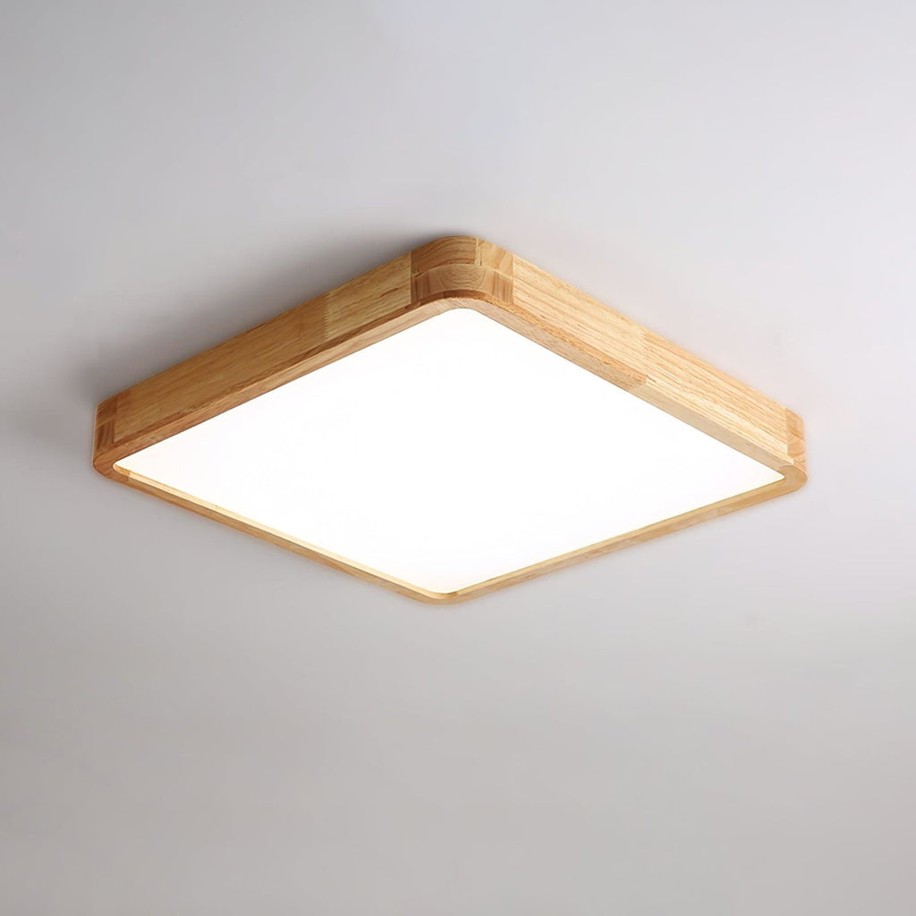 Minimalist Solid Wood Flush Mount Ceiling Light With Tri-Color Lighting — Greenwich Home & Living